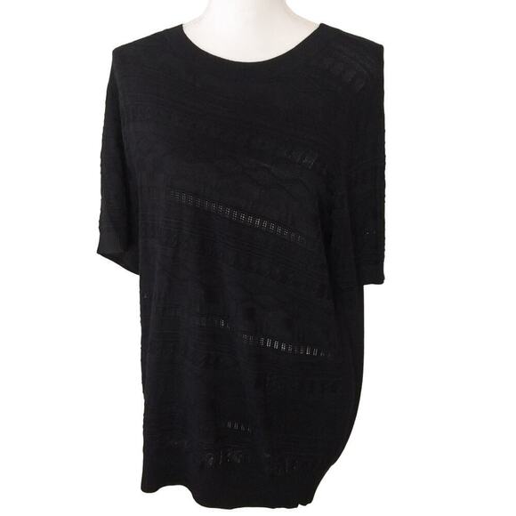 Qixing NWT Black Sweater Size XL Semi Sheer Casual Preppy Closet Staple - Picture 1 of 10